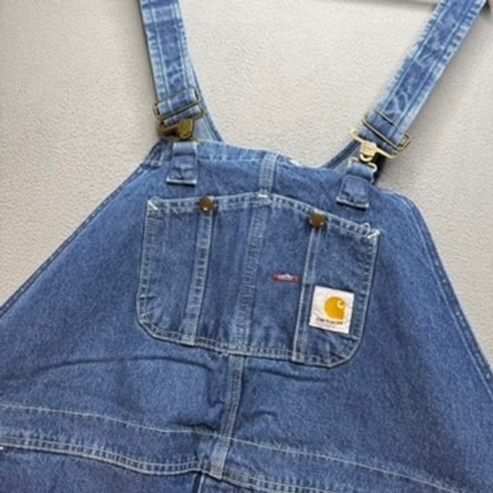 Carhartt Bib Overalls Mens 48x30 (FIT 50x28) Denim R07 Carpenter Workwear Rugged